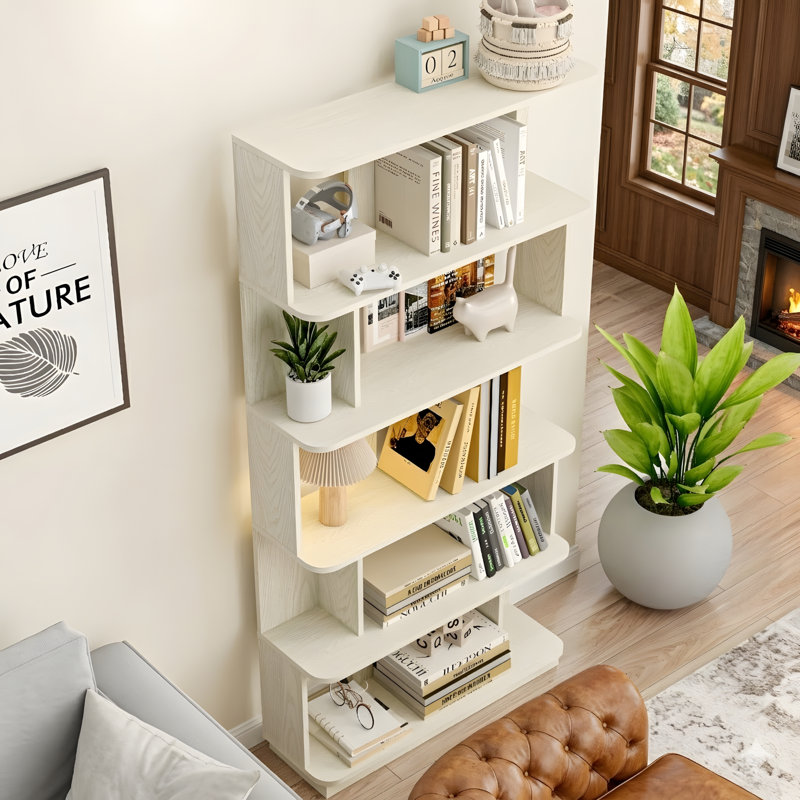 Bibliothèque moderne moderne à 5 niveaux, Blanc