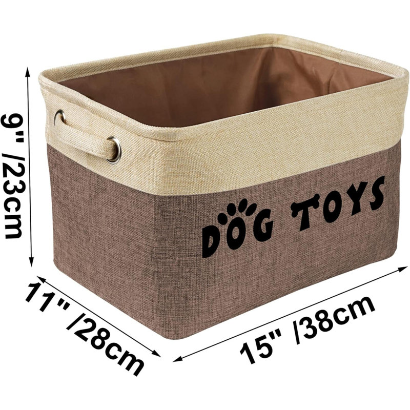 Dog Toy Basket Bin- Rectangular Storage Box Chest Organizer For Dog Toys,Dog Coats,Dog Clothing,Dog Apparel & Accessories