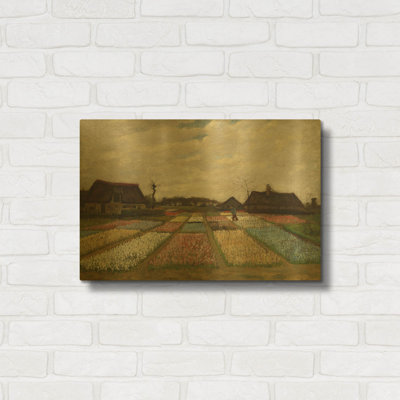 «Flower Lits In Holland» par Vincent Van Gogh, art mural en métal doré, 24 po x 16 po