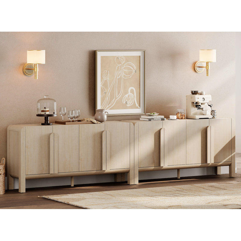 Ensemble de 2 buffets avec rangement Adora, crédence moderne en bois de 126 po avec portes et tablettes réglables pour la cuisine et le salon