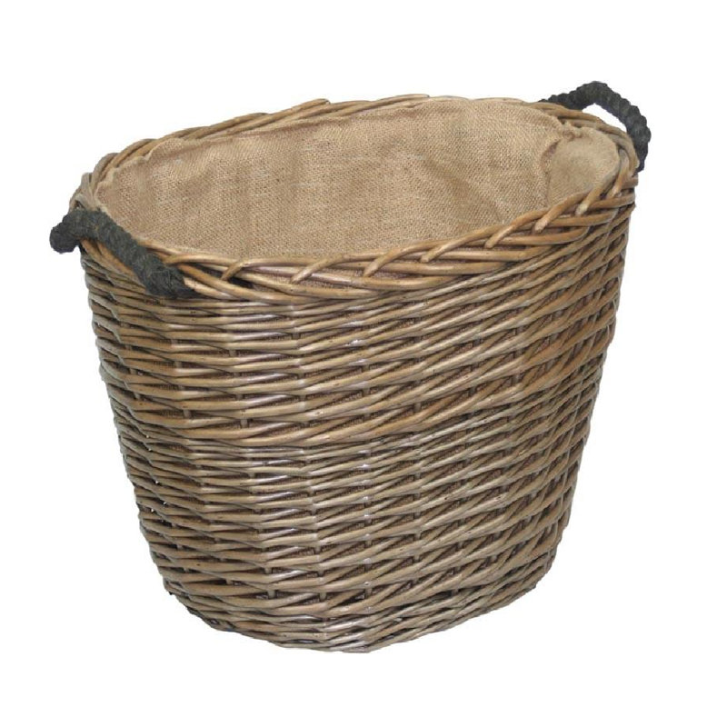 Maolis Wicker Lined Log Basket, 40cm H x 31cm W x 28cm D