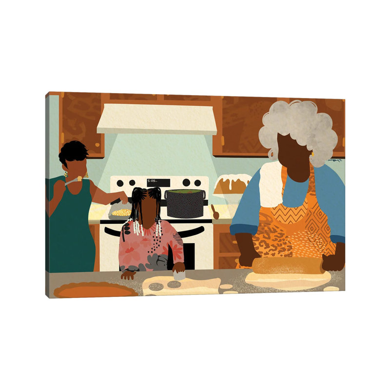 «Passing It Down» par Deelashee Artistry, reproduction d'art graphique sur toile, H 18 po x l 26 po x P 1,5 po, Pas de tapis