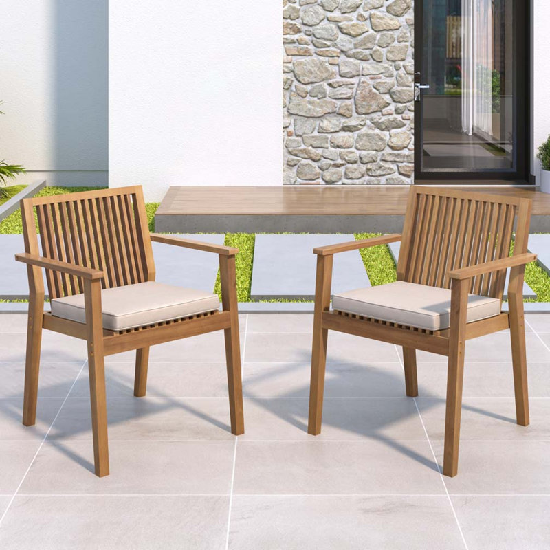 Acacia Wood Outdoor Chairs, Brown