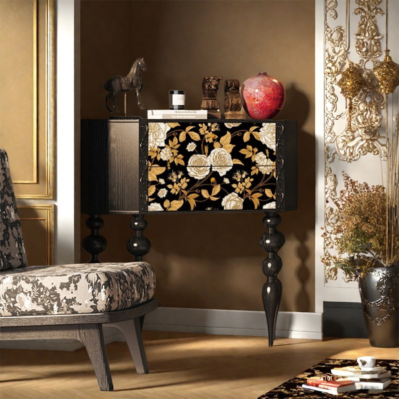 Armoire décorative moderne avec tiroirs, Noir