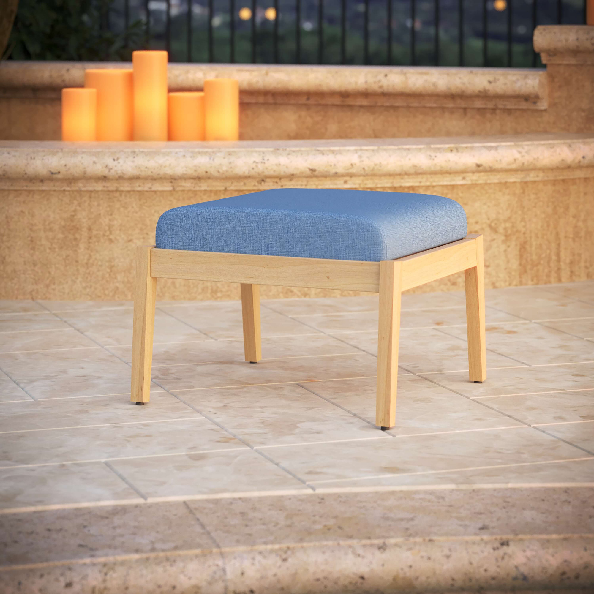 Sunbrella Outdoor Ottoman Cushion, Cast Ocean Sunbrella® Plainweave, 4" H x 22" W x 20" D
