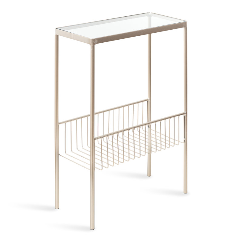 Table de bout en verre Dorman, Argent