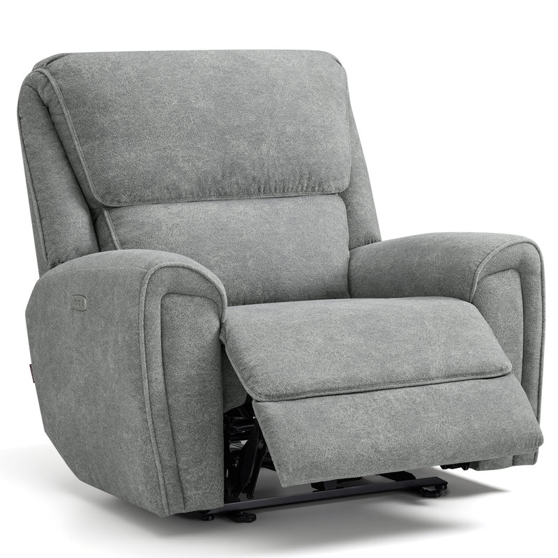 Fauteuil inclinable électrique de 26,4 po de largeur avec ports de charge USB et de type C, tissu, Gris clair