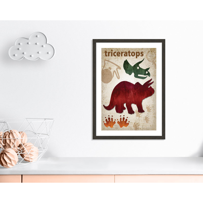 Adhésif décoratif dinosaures-04 ', H 36,5 po x l 26,5 po x P 0,625 po, Cadre plat à grain de bois noir
