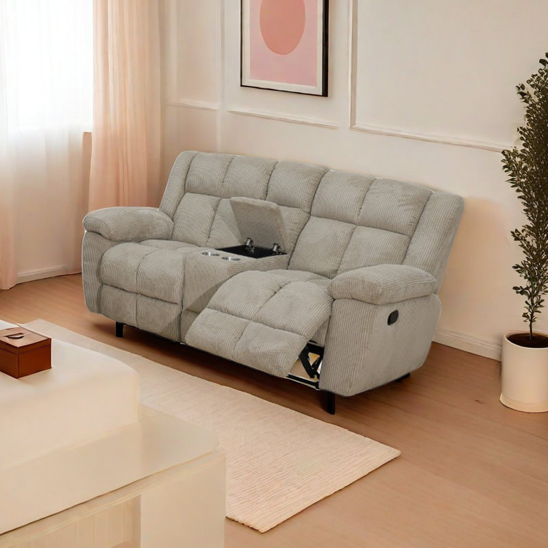 MONTERY- Corduroy 77.5" Reclining Loveseat, Beige 