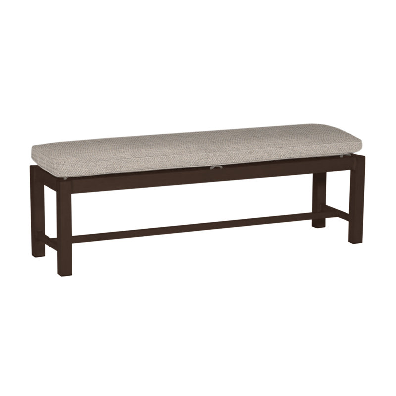 Club Picnic Bench, Dove Sunbrella® Linen, No Welt, Mahogany