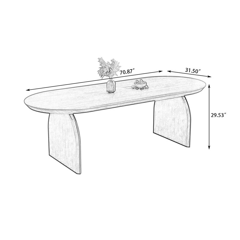 Burlywood Oval Solid Dining Table For Dining Room/Kitchen, 29.53"H x 70.87"L x 31.5"W