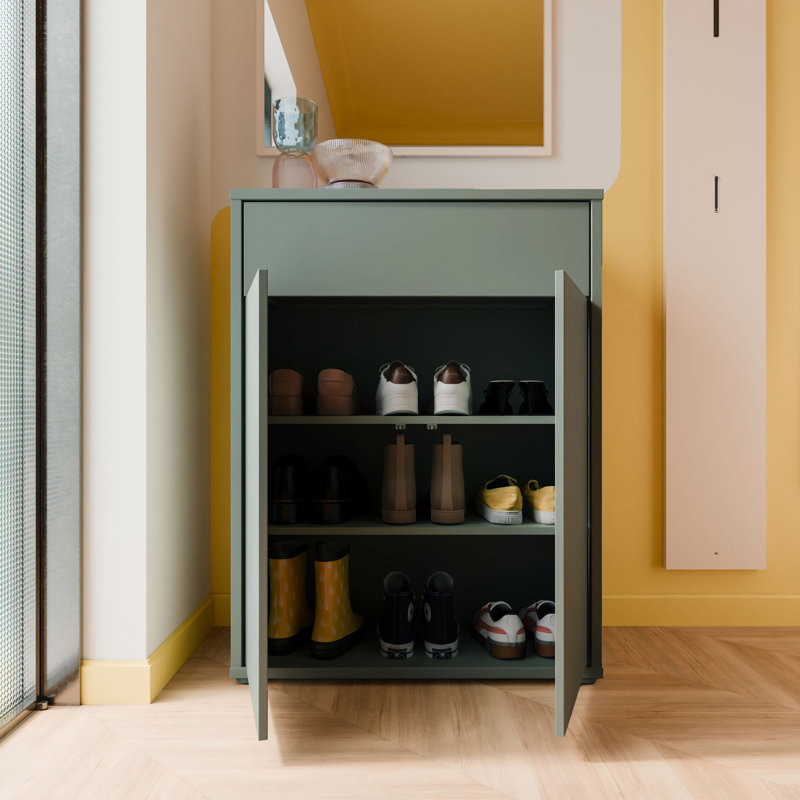 Saabir 9 Pair Shoe Storage Cabinet, Green