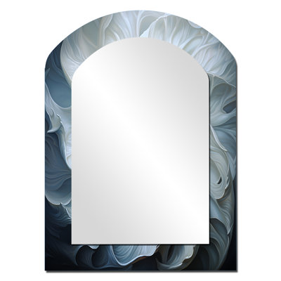 Seashell monochromatique Whispers I - décor de miroir mural coquillage unique, grand miroir asymétrique blanc, impression d'art en métal