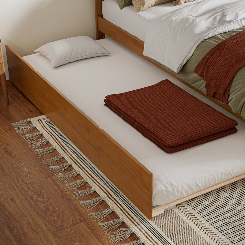 Panneau de lit double en bois massif avec lit gigogne Huntsville par Harper Orchard, Caramel clair