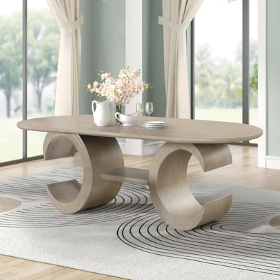Wigley Wood Oval Dining Table, Taupe