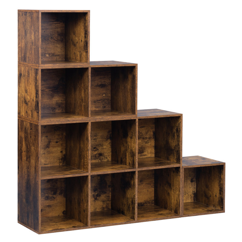 Hegwood 120cm H x 120cm W Step Bookcase, Vintage Brown