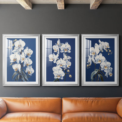 FLORAL Series CLXXXI  -Custom Framed  Premium Print W Matt - 3 Pieces