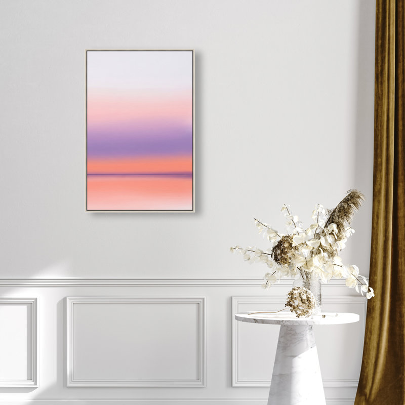 Peach Coastline Print by Oliver Gal, 46"H x 31"W, Silver Floater Frame