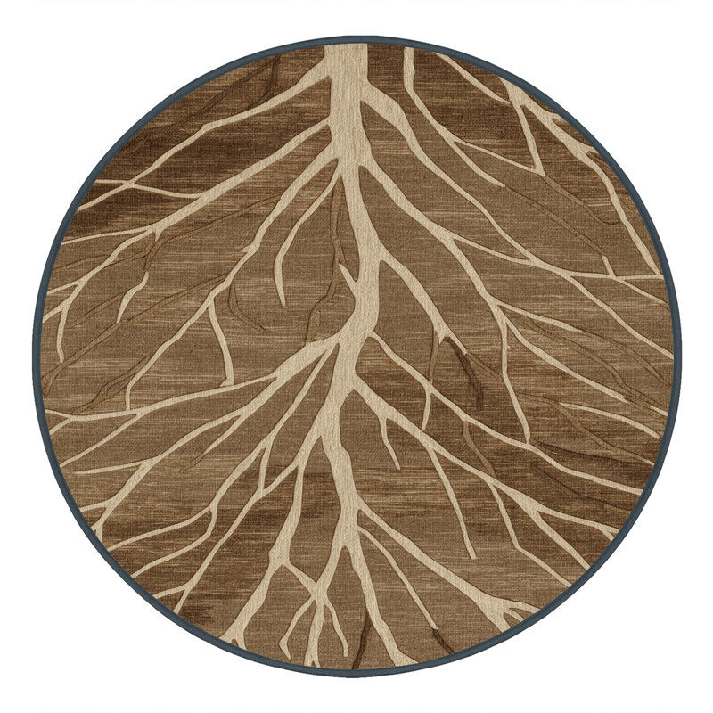 Tapis brun lavable à la machine, Rond 6 pi