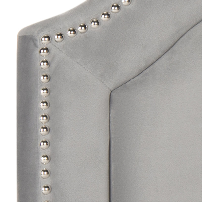 Upholstered Headboard, Velvet Pewter, Twin