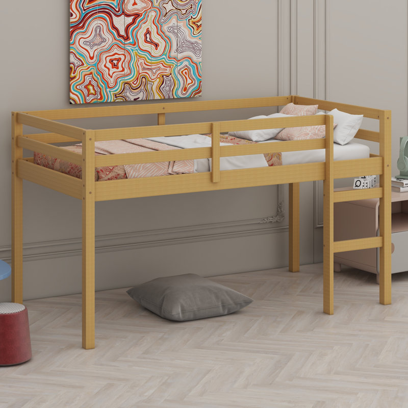 Lit mezzanine en bois avec échelle, Rose