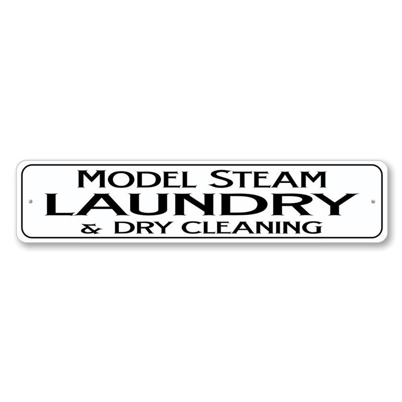 Enseigne en aluminium modèle Steam Laundry, H 4 po x l 18 po x P 0,04 po