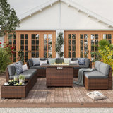 8 Person Rattan Sectional Seating Group With Cushions
