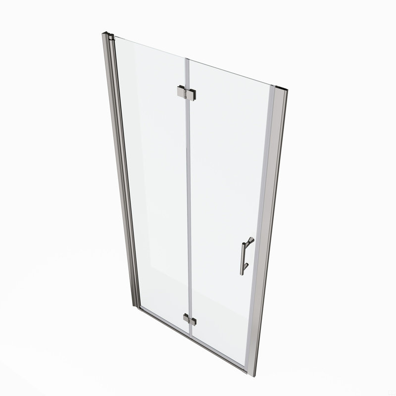 1 3/8" Adjustment,Universal Pivot Shower Door, With 1/4" Tempered Glass, Silver
