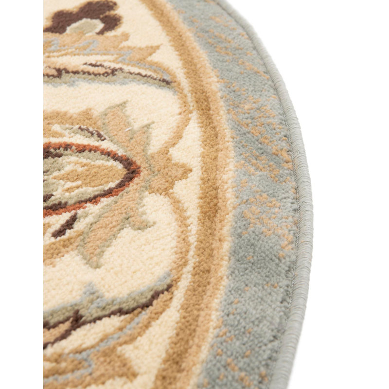 Tapis oriental jaune / bleu Niles, Rond 7 pi 10 po