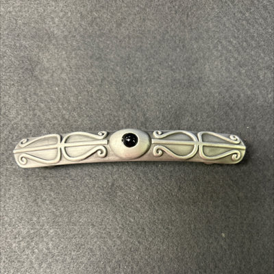 (5 Pack) 3-3/4 inch Black Stone Pull Brushed Satin Pewter