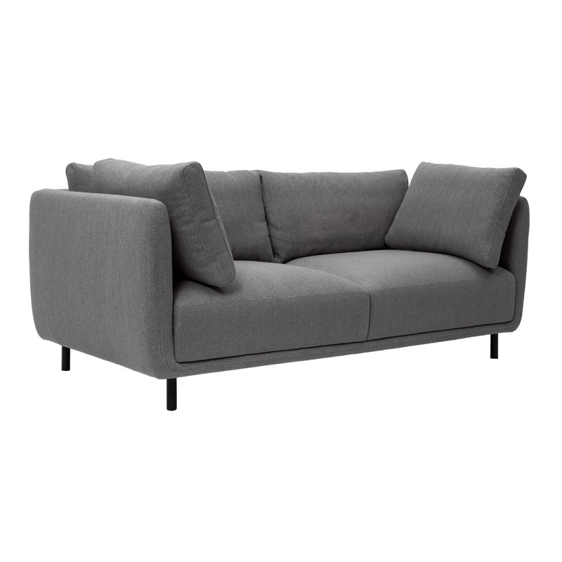 Canapé à accoudoirs carrés de 79 po de largeur avec pieds en métal noir Madria, 100 % polyester gris