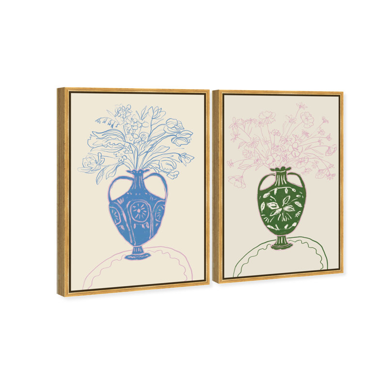 Flower Sutdio Set Set by Oliver Gal, 25" H x 17" W, Gold Floater Frame