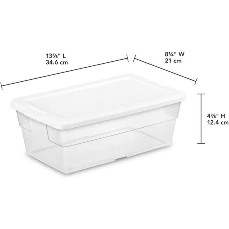 Sterilite 6 Qt Storage Box, Stackable Plastic Container, Home Organizer, 48 Pack