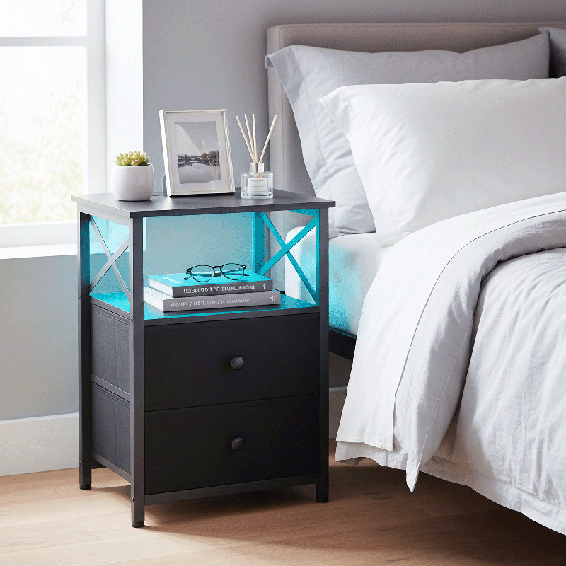 40 cm W Bedside Table, Black
