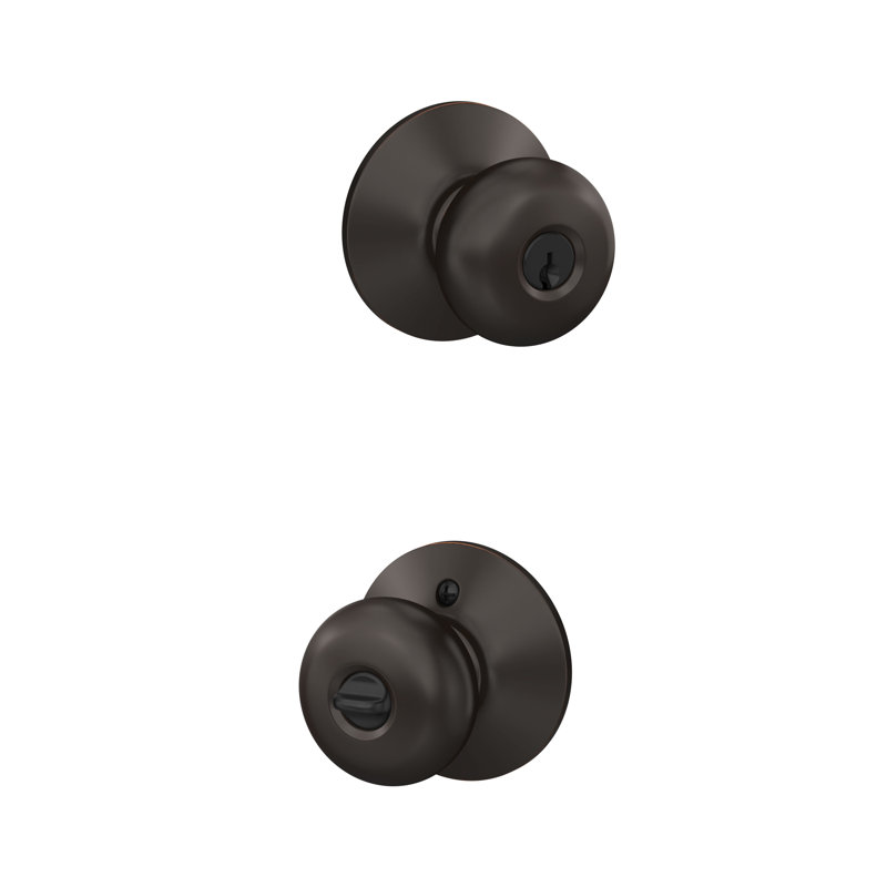 Plymouth F Series Keyed Entry Knobset with Round Rosette, Satin Nickel