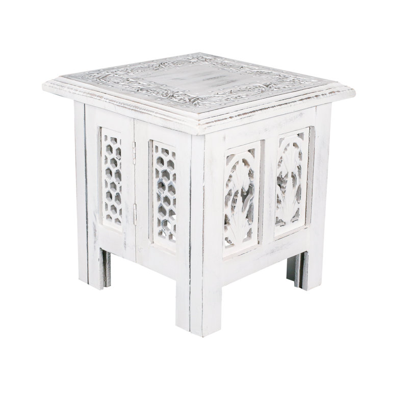 Abbey End Table, White, 31cm H x 30cm W x 30cm D
