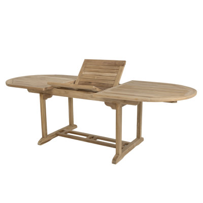 Anjelica Oval Teak Extendable Outdoor Dining Table With Umbrella Hole , 180cm cm W 100cm cm D