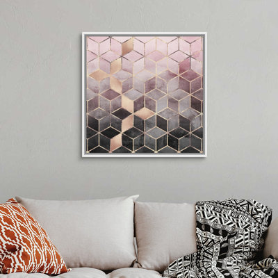 " Pink Grey Gradient Cubes "