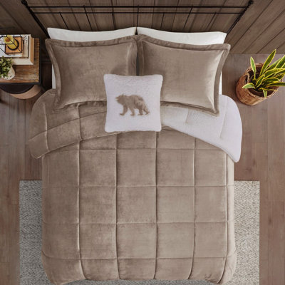 Édredon en duvet synthétique double / grand - taupe + nuance grand à ton taupe chaud