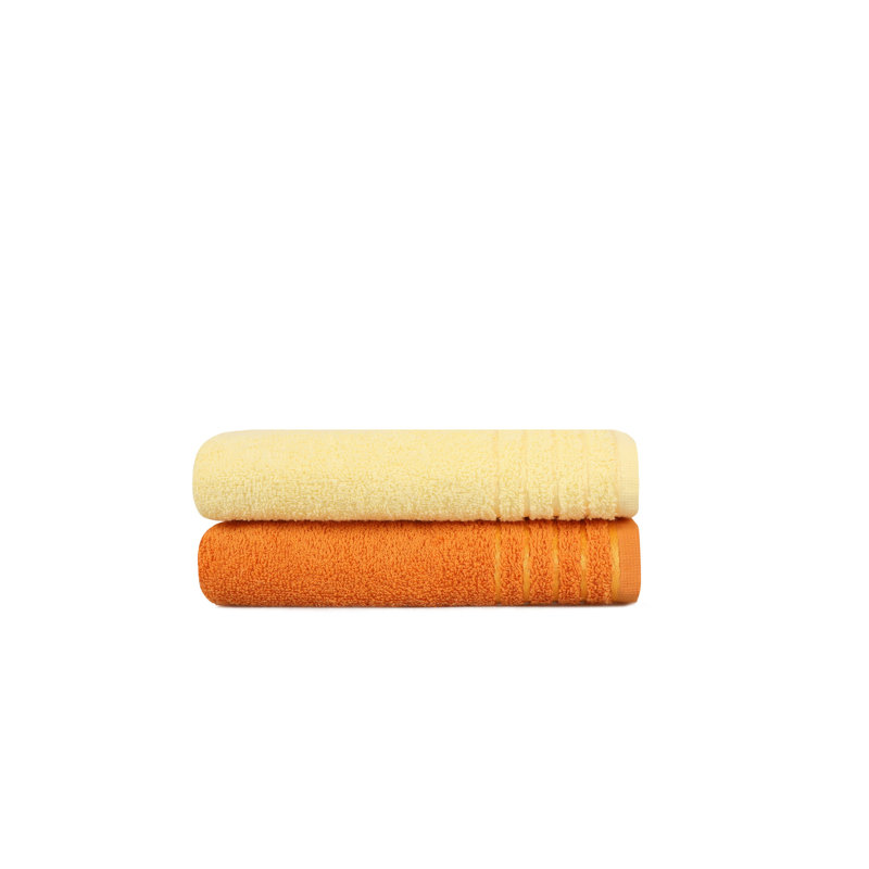 Ensemble de 2 essuie-mains 100% coton 2 pièces, Jaune clair / orange