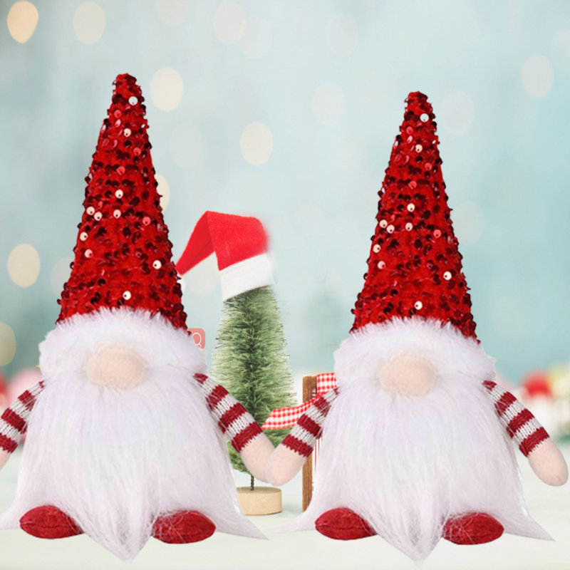 Poupée gnome de Noël scintillante, Rouge