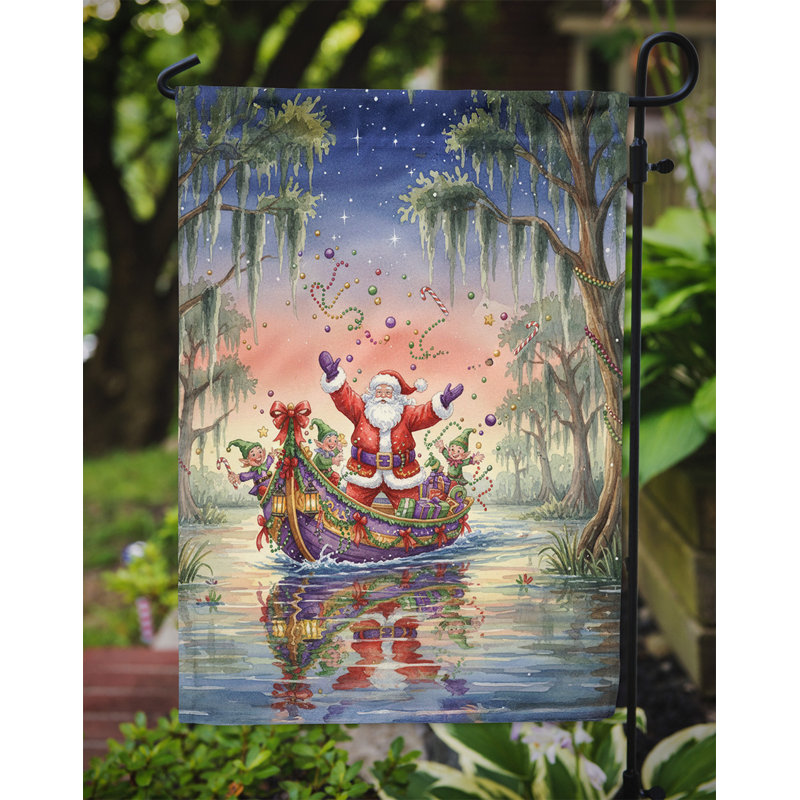 Drapeau de jardin de Noël Cajun, père Noël dans le Bayou, parade de Noël, Taille du jardin