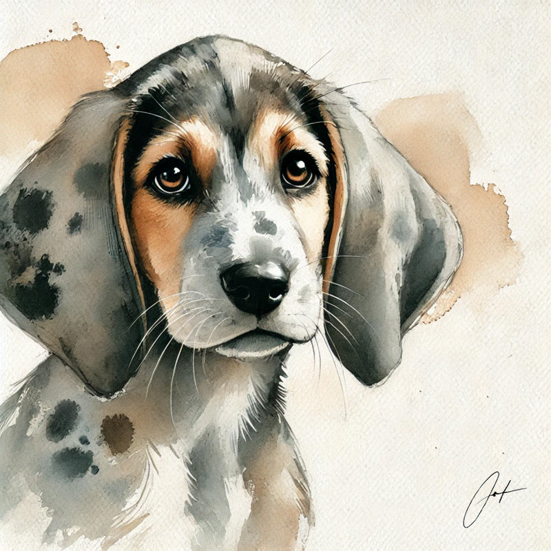 Art mural sur toile tendue, chiot doux, H 12 po x l 12 po