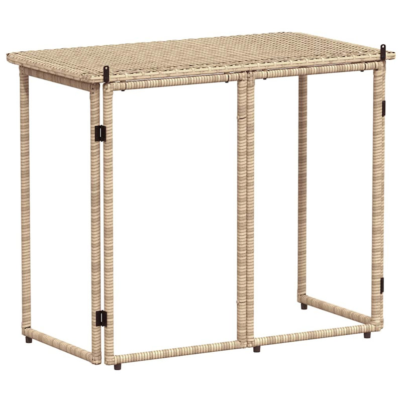 Folding Garden Table 90X51x75 Cm Poly Rattan, Beige