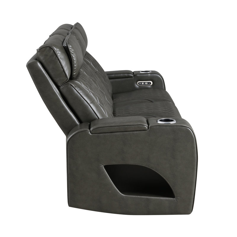 Canapé en cuir synthétique gris foncé Taddeo