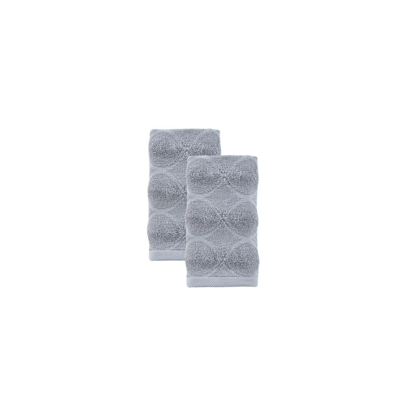 Ensemble de deux essuie-mains géométriques en coton turc gris clair 16 po x 30 po