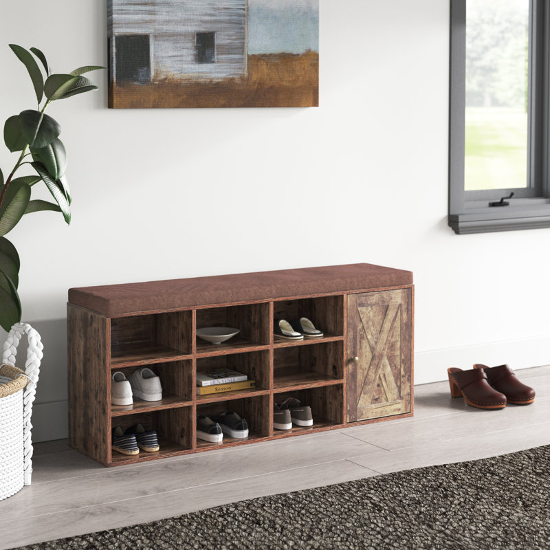 Upholstered Storage Bench, Brown