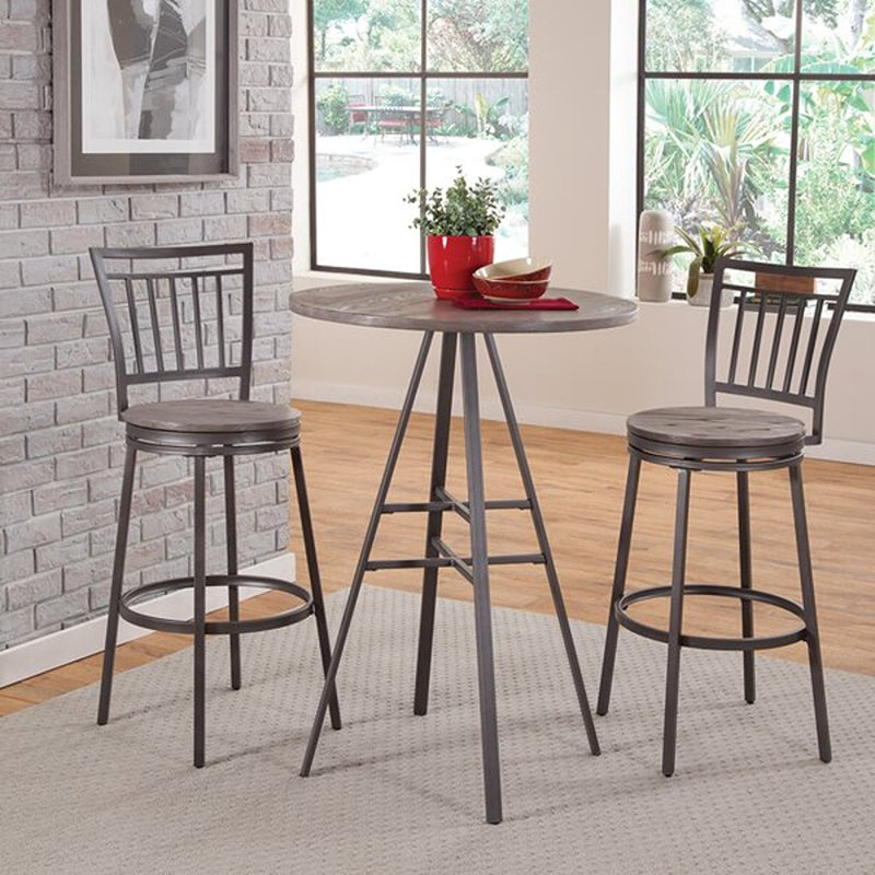 Kanagy Swivel Counter Stool with Metal Frame, Bar Stool (30" Seat Height), Dark Driftwood