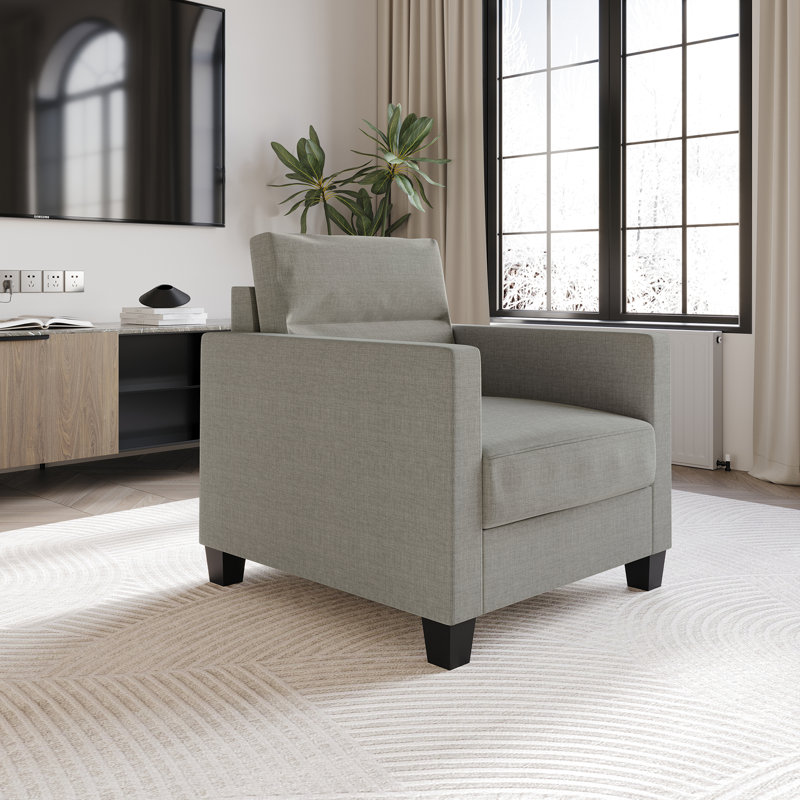 Macy Upholstered Armchair, Gray 100% Linen