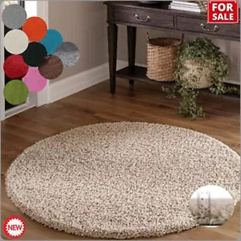 Shaggy Area Rug, Round 120 cm